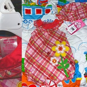 Baby girl one piece with matching hat